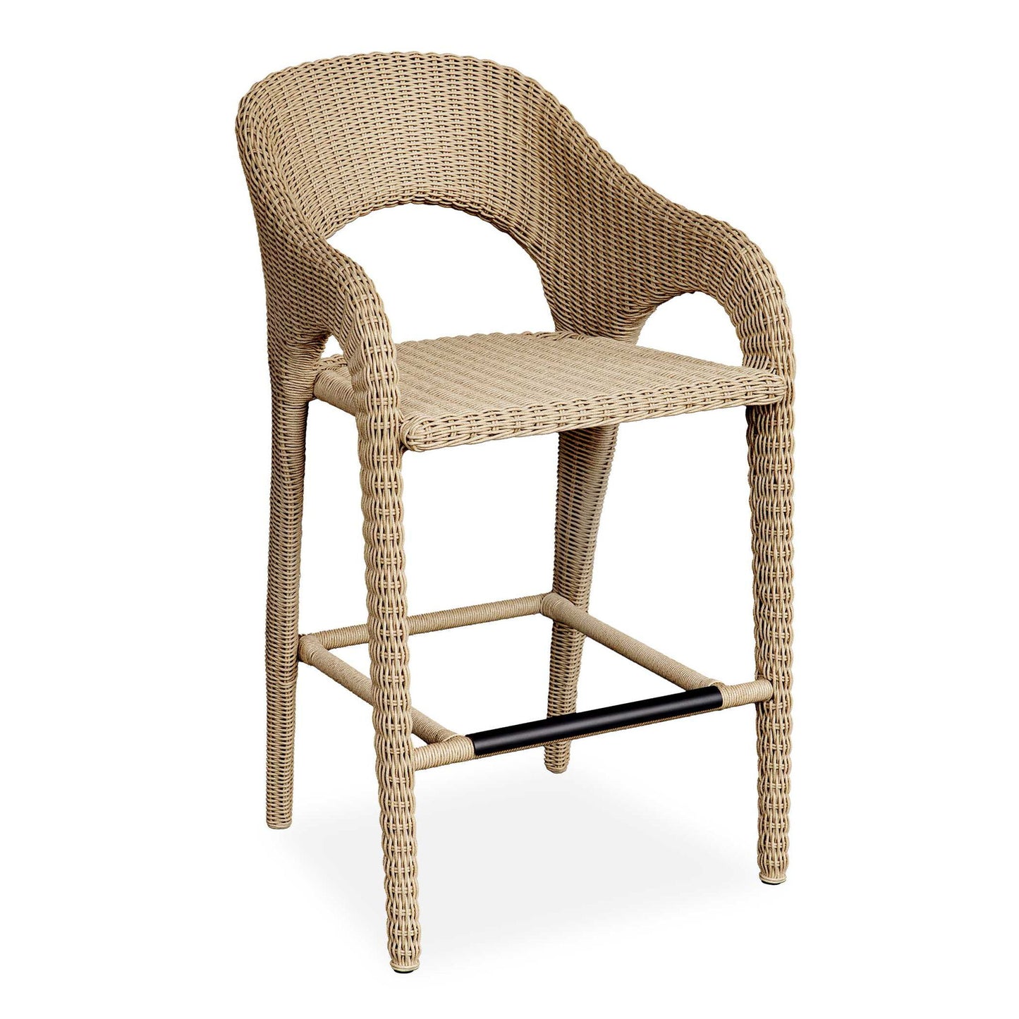 Kavali - Outdoor Wicker Barstool - Woodtone