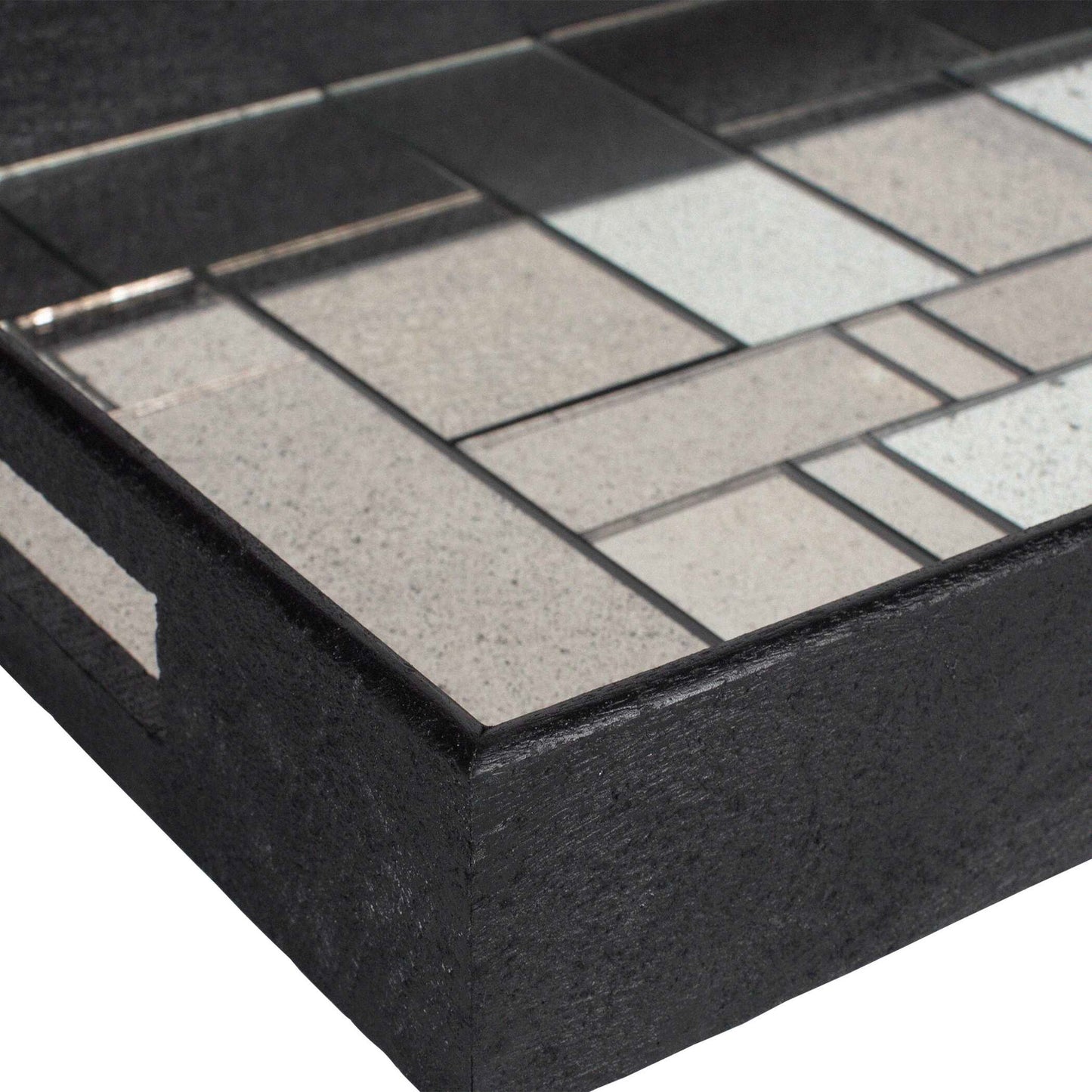 Modern - Mosaic Antique Mirrored Tray - Black