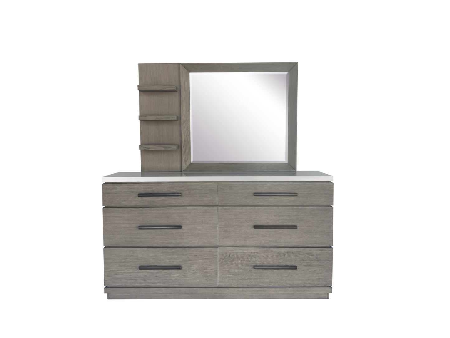 Pure Modern Bedroom - 6 Drawer Dresser And Mirror - Moonstone