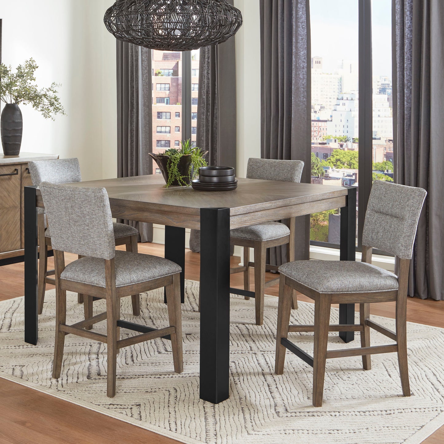 Cedar Fork - 54" Dining Square Counter Height Table - Smoked Arabica