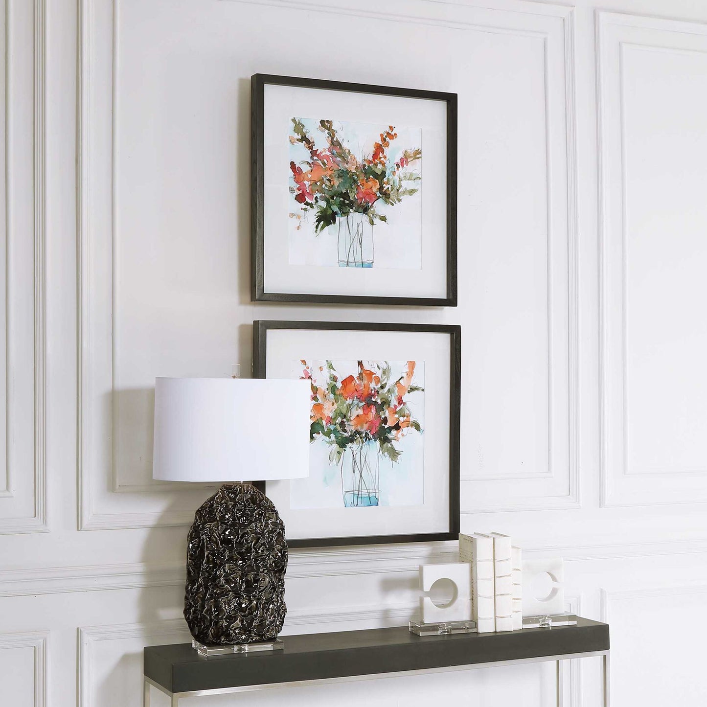 Fresh Flowers - Watercolor Prints (Set of 2) - Beige