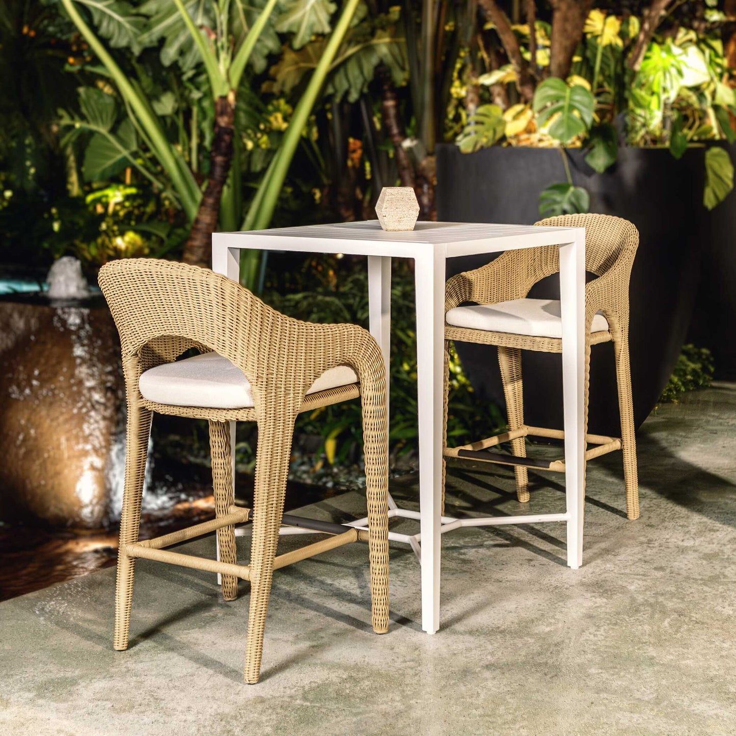 Kavali - Outdoor Wicker Counter Stool - Woodtone