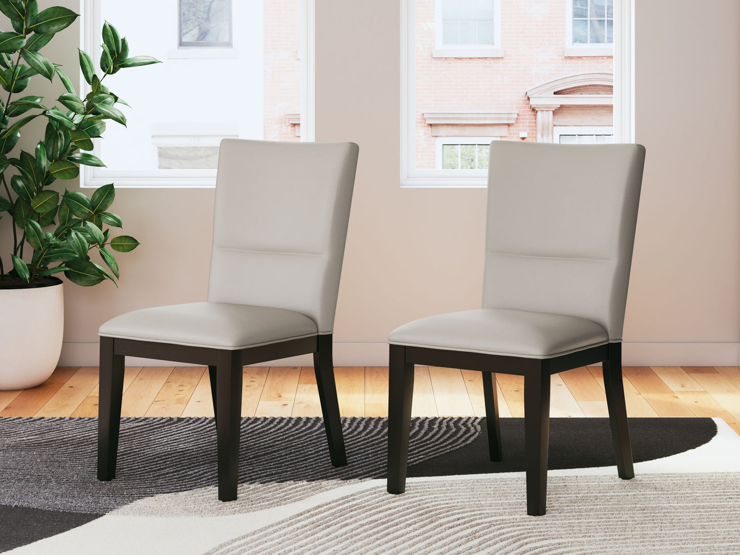 Glinari - 5 Pc. - Dining Room Table, 4 Side Chairs - Taupe / Black