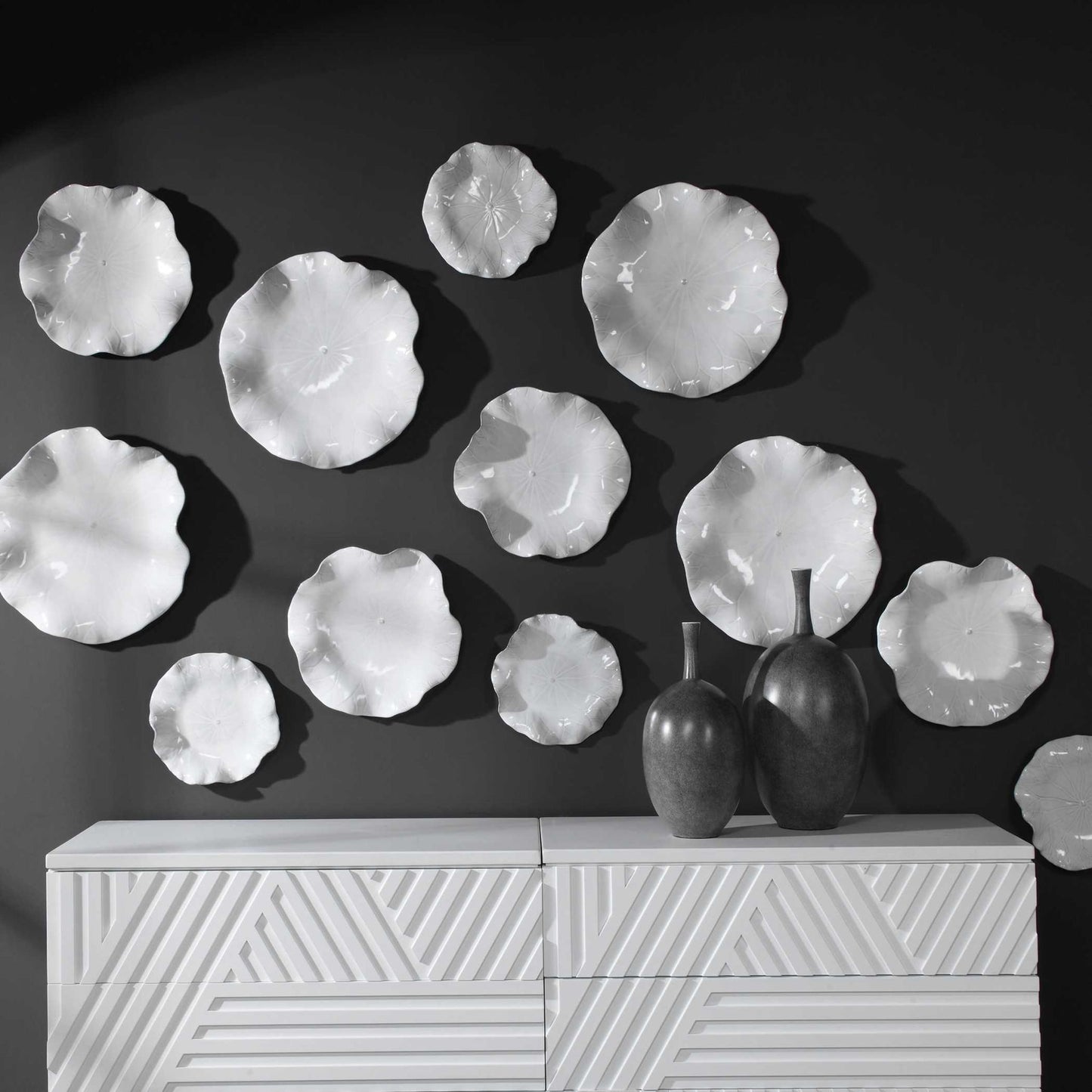 Abella - Ceramic Wall Decor (Set of 3) - White