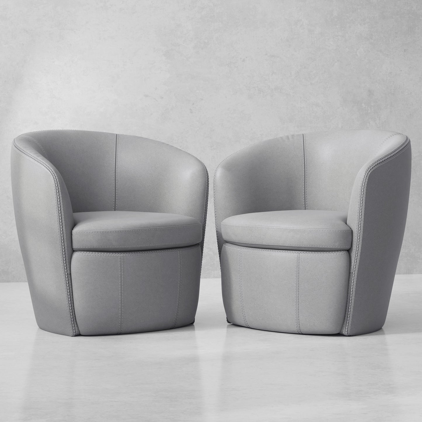 Barolo - 100% Italian Leather Swivel Club Chair (Set of 2)