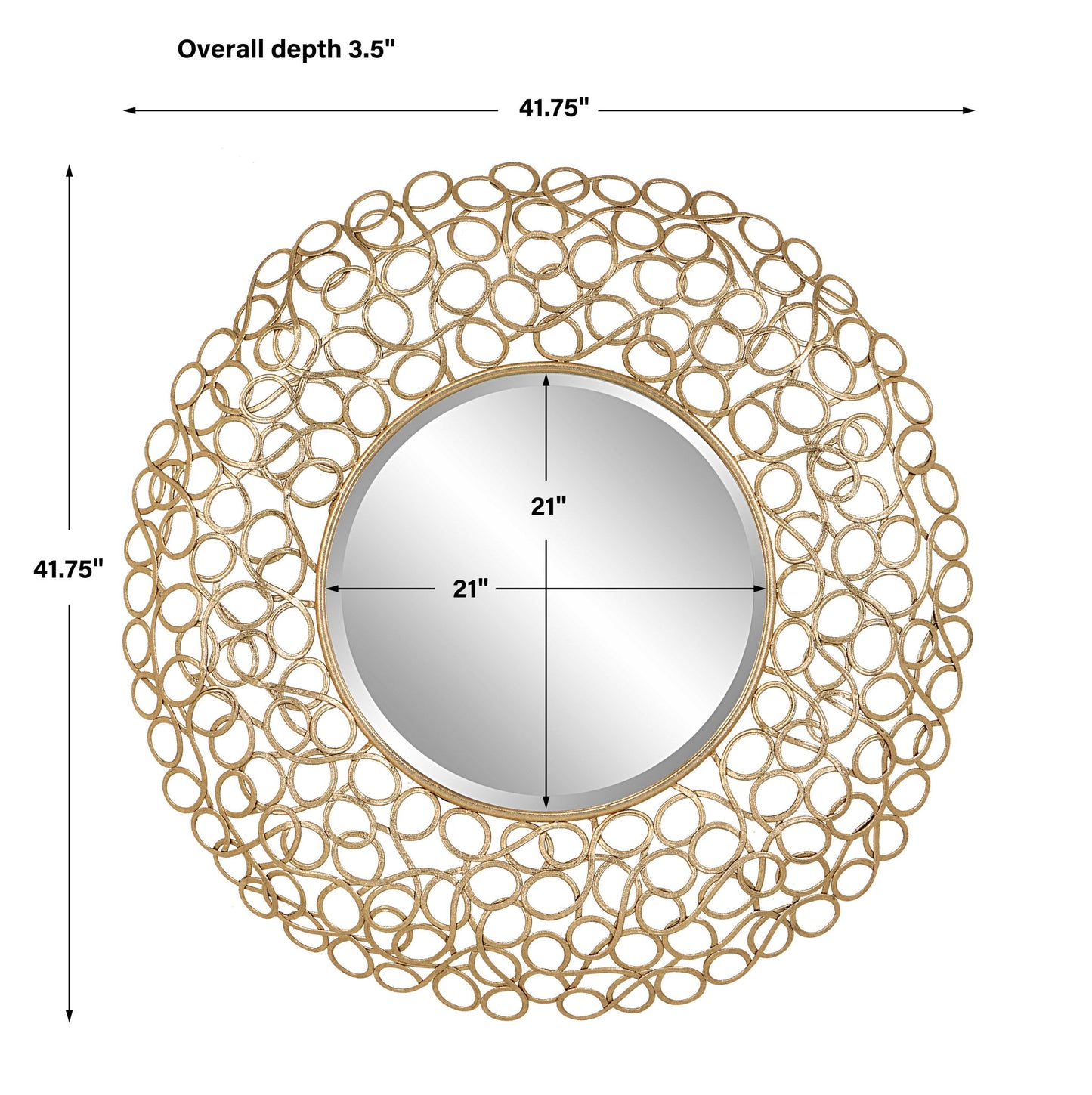 Swirl - Round Mirror - Gold