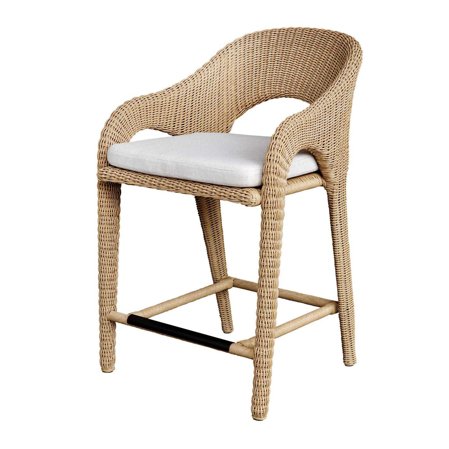 Kavali - Outdoor Wicker Counter Stool - Woodtone