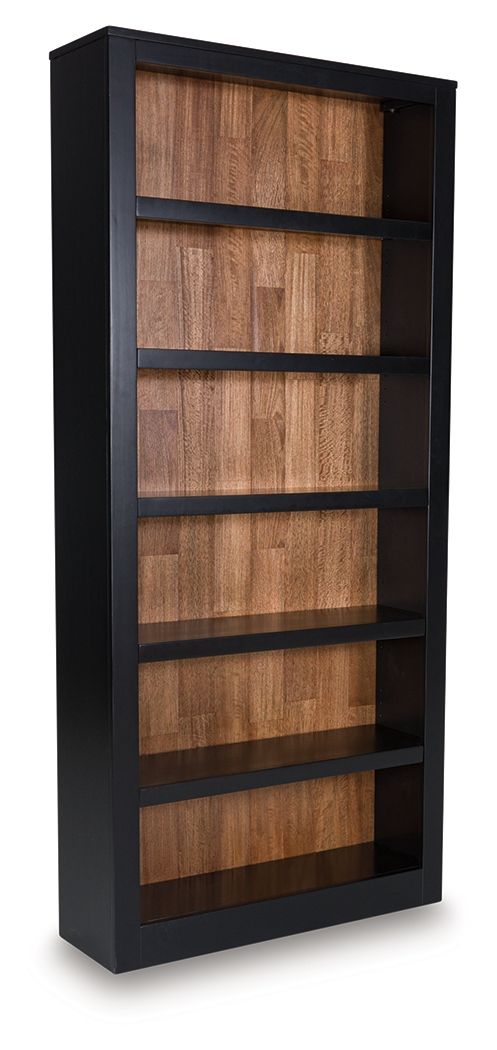 Wildenauer - Brown / Black - 4 Pc. - Home Office Desk And Return, Swivel Desk Chair, Bookcase