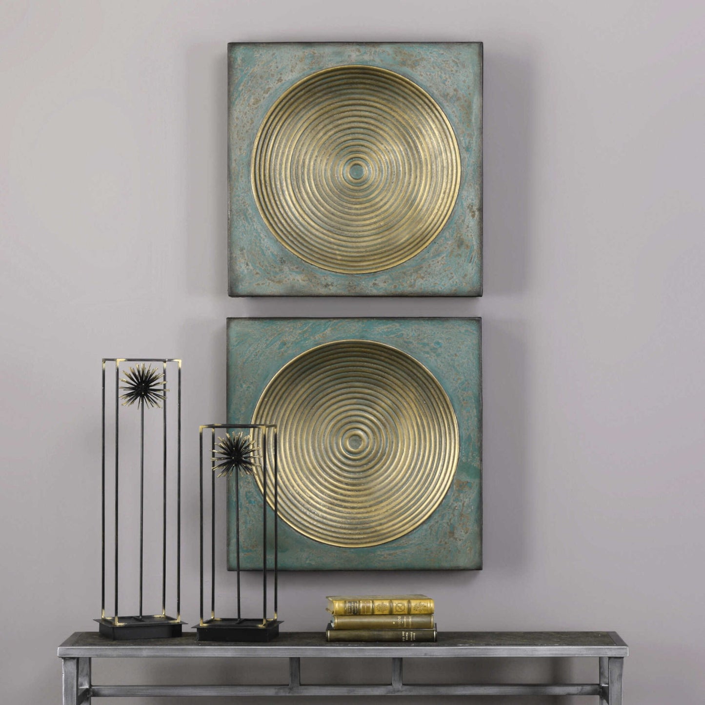Sybil - Squares (Set of 2) - Antique Gold
