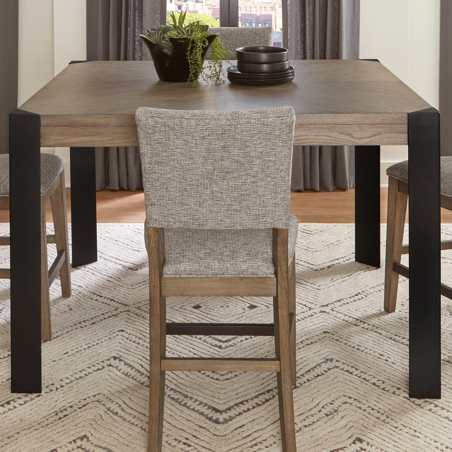 Cedar Fork - 54" Dining Square Counter Height Table - Smoked Arabica