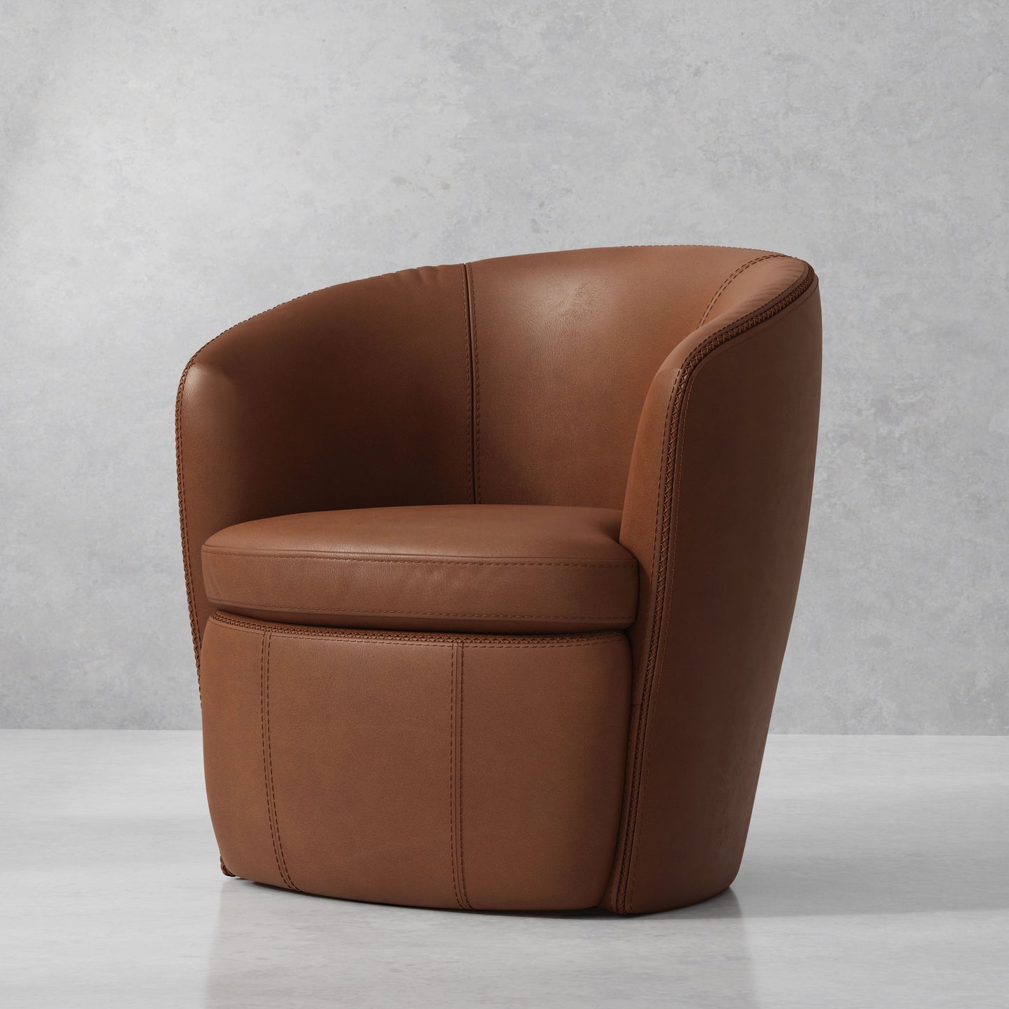 Barolo - 100% Italian Leather Swivel Club Chair (Set of 2)