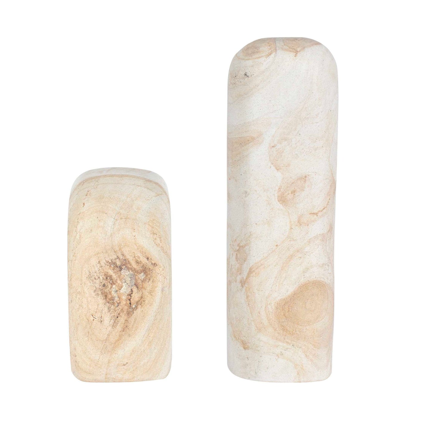 Stone Flow - Outdoor Sculptures (Set of 2) - Brown / White