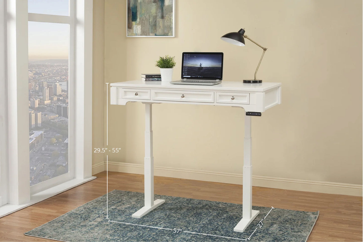 Boca - Power Lift L Desk With Hutch File And Bookcase - Cottage White