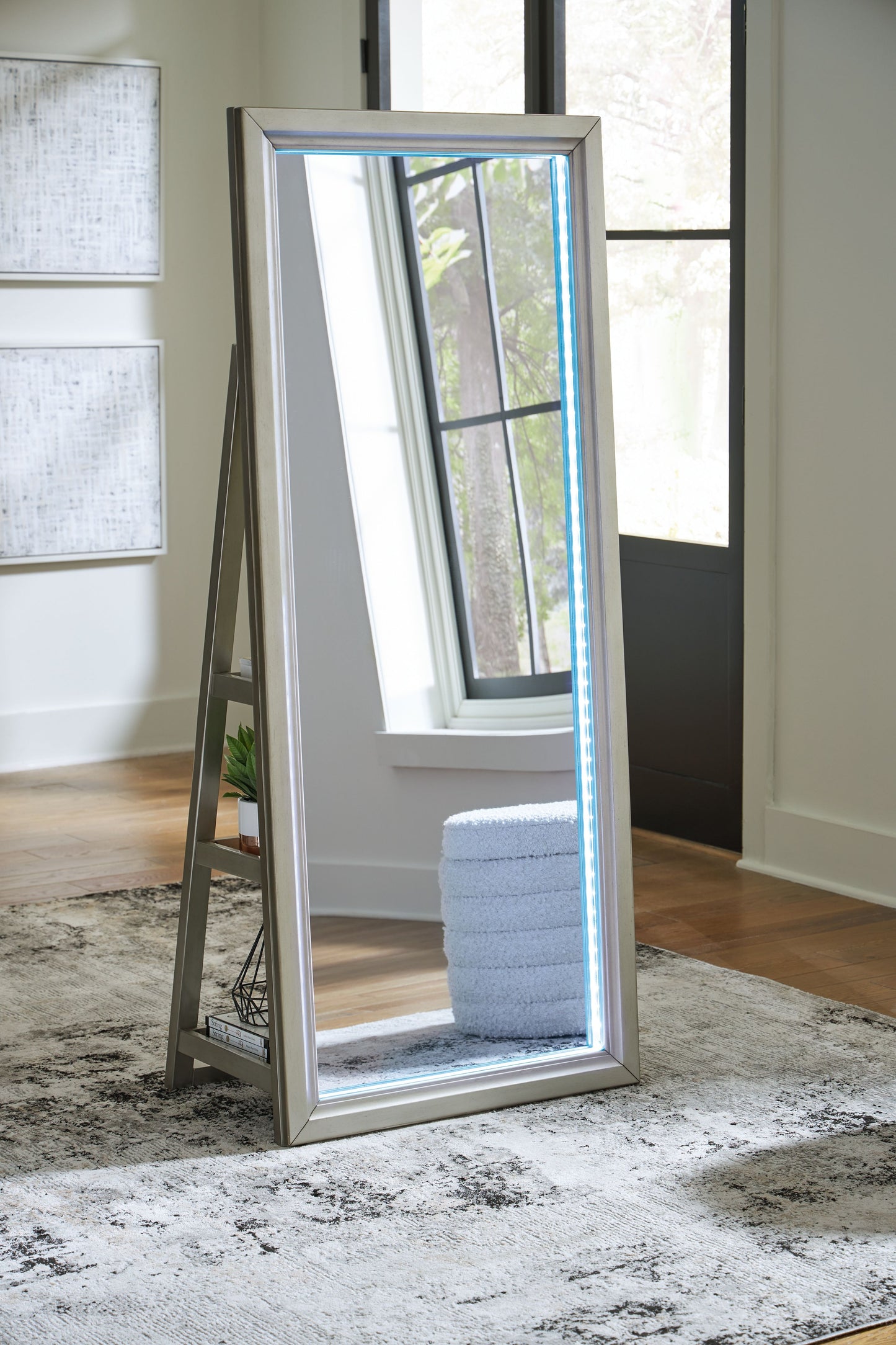 Evesen - Champagne - Floor Standing Mirror With Storage