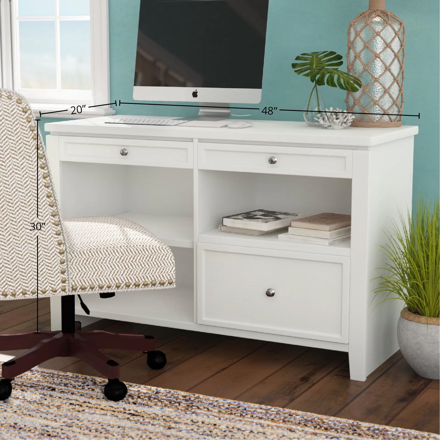 Boca - U Shape Desk With Credenza File And Hutch - Cottage White