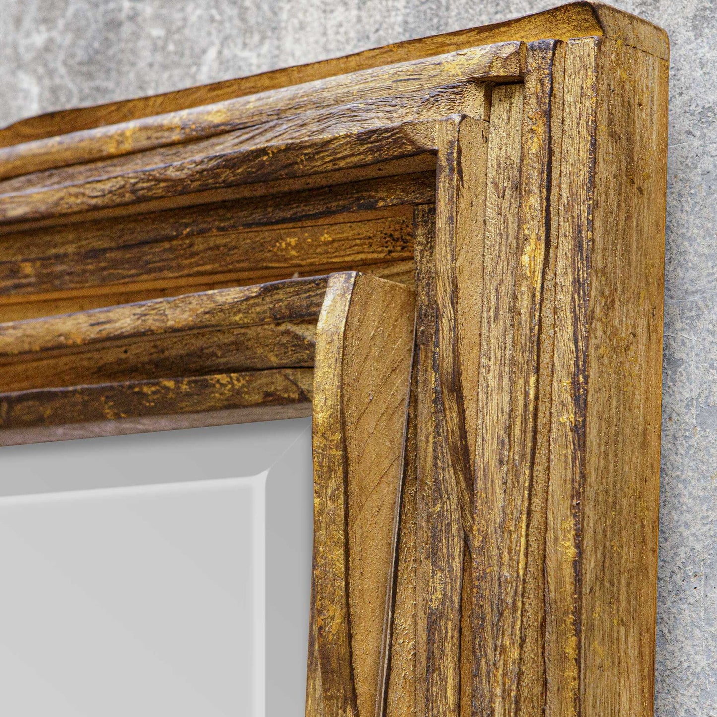 Overlap - Teak Wood Mirror - Light Brown