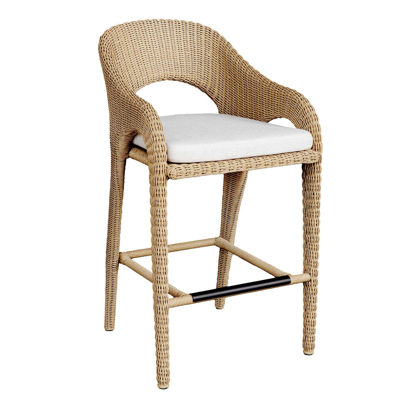 Kavali - Outdoor Wicker Barstool - Woodtone