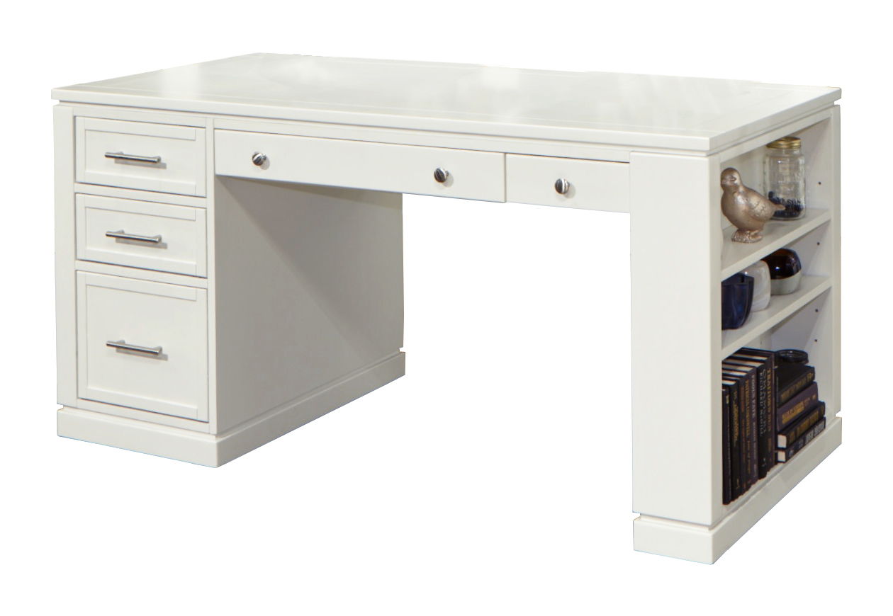Catalina - Two Piece Writing Desk With Power Center and USB - Cottage White