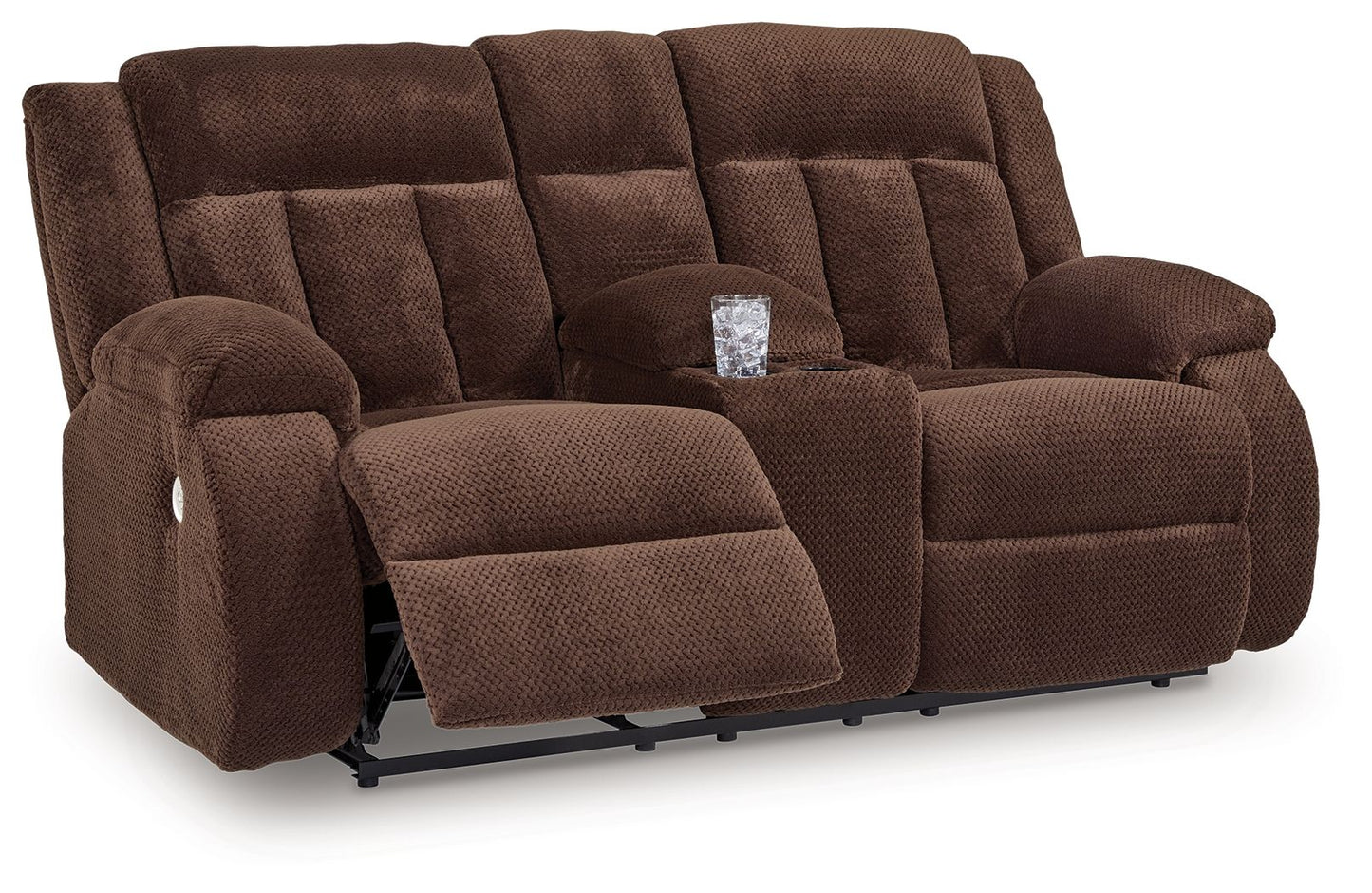 Free Wake - Chocolate - Double Relcining Power Loveseat With Console
