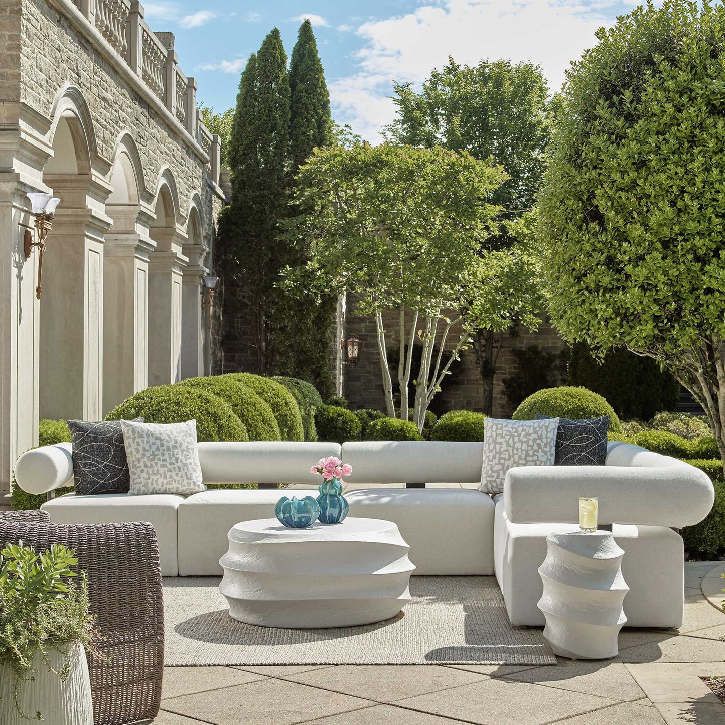 Bolster Back - Outdoor Corner Sofa - White