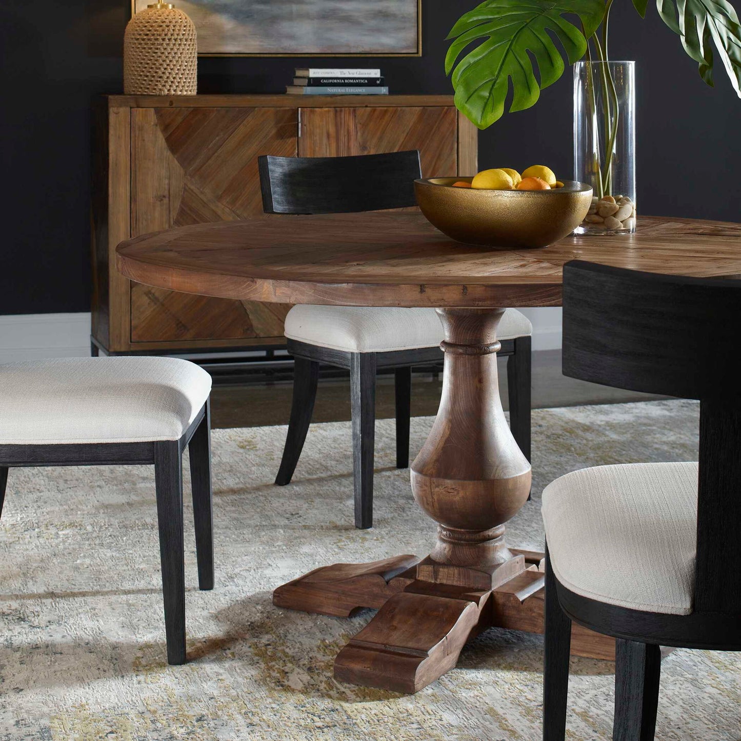 Stratford - Wood Round Dining Table - Dark Brown
