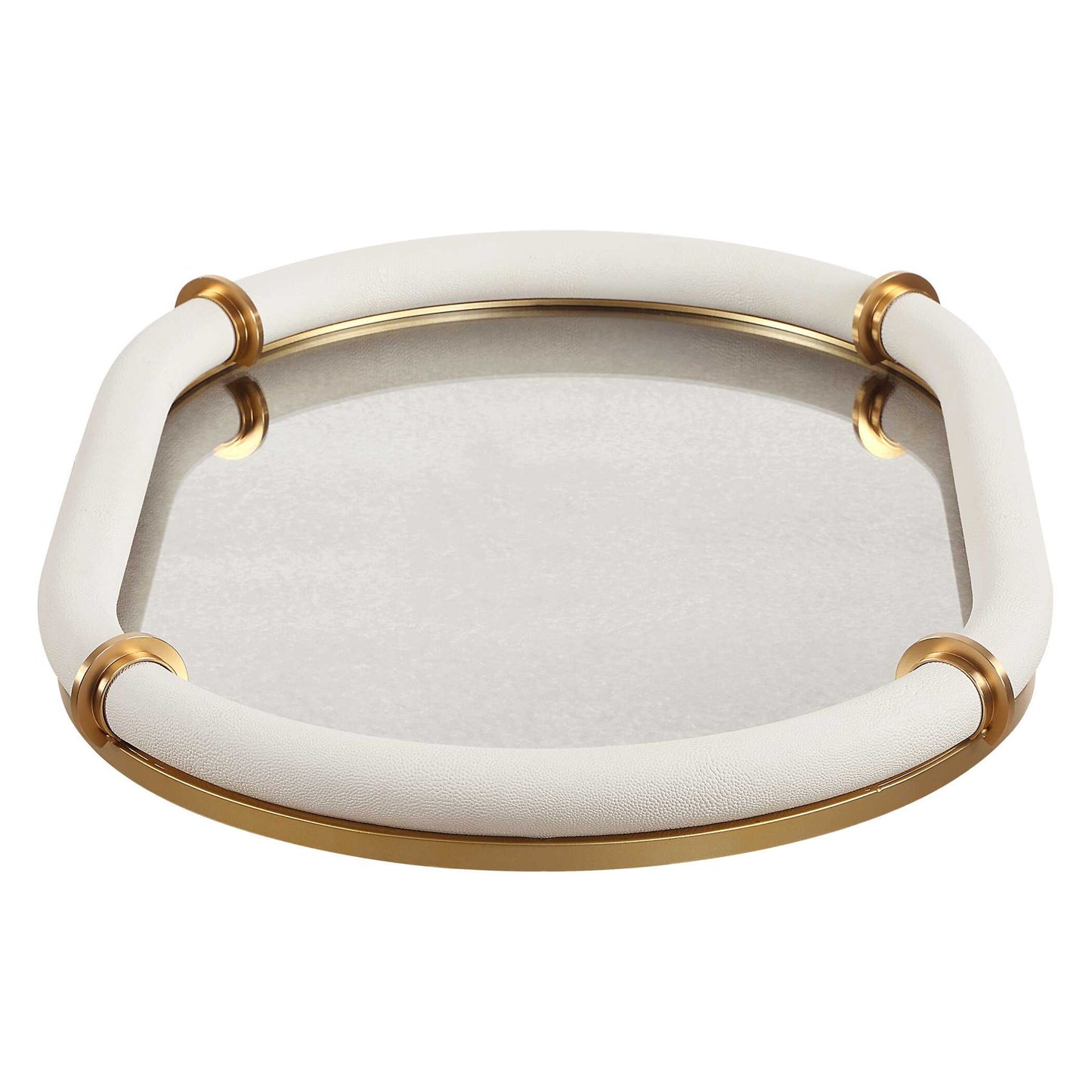 Cyprus - Leather Oval Tray - White