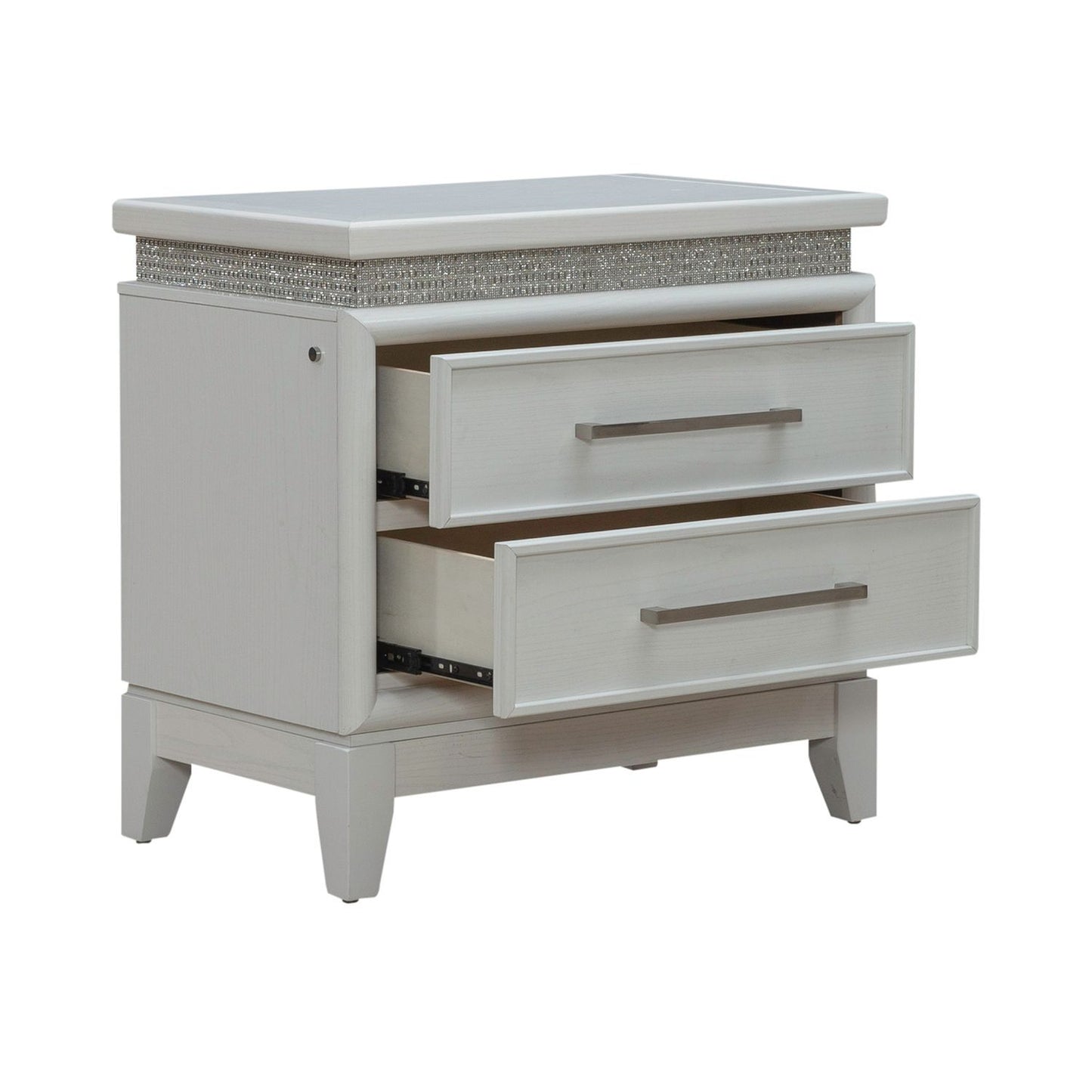 Reflections - Nightstand With Lights and Charging Station - White