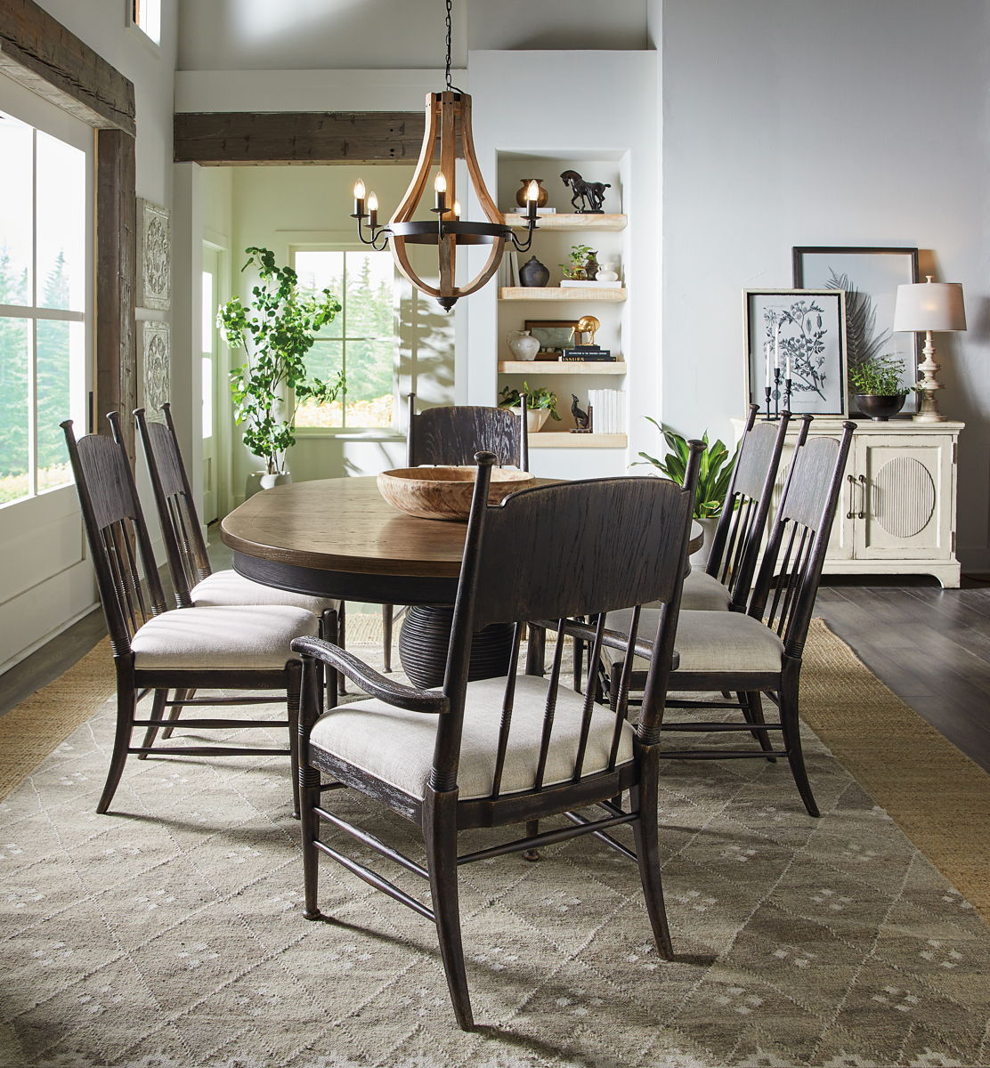Americana - Round Pedestal Dining Table With One 22" Leaf