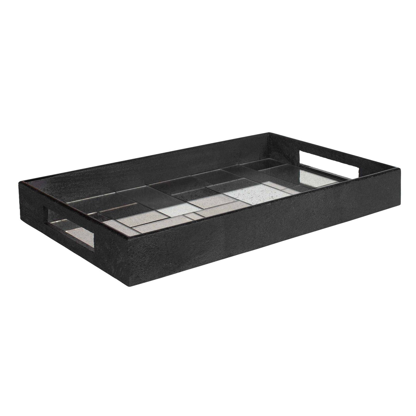 Modern - Mosaic Antique Mirrored Tray - Black