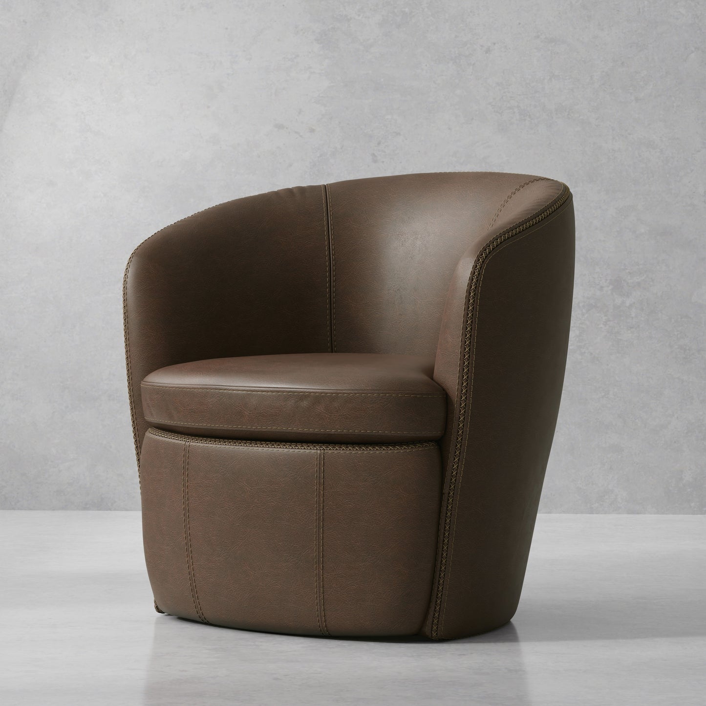 Barolo - 100% Italian Leather Swivel Club Chair (Set of 2)