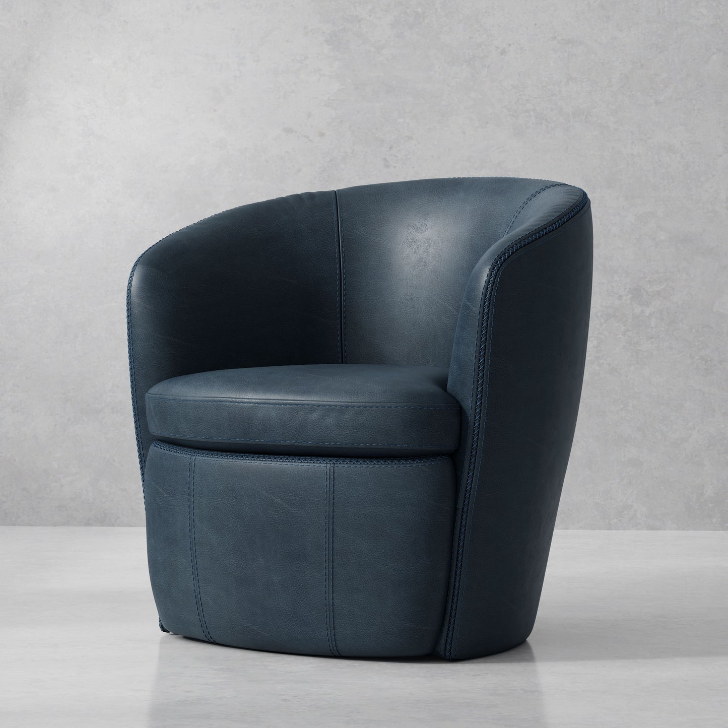 Barolo - 100% Italian Leather Swivel Club Chair (Set of 2)