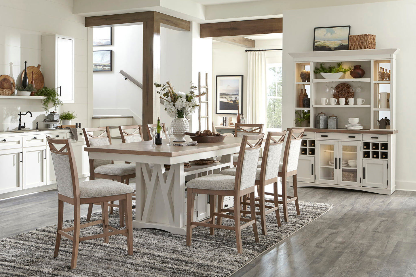 Americana Modern Dining - Island Counter-Height Extendable Dining Table - Cotton
