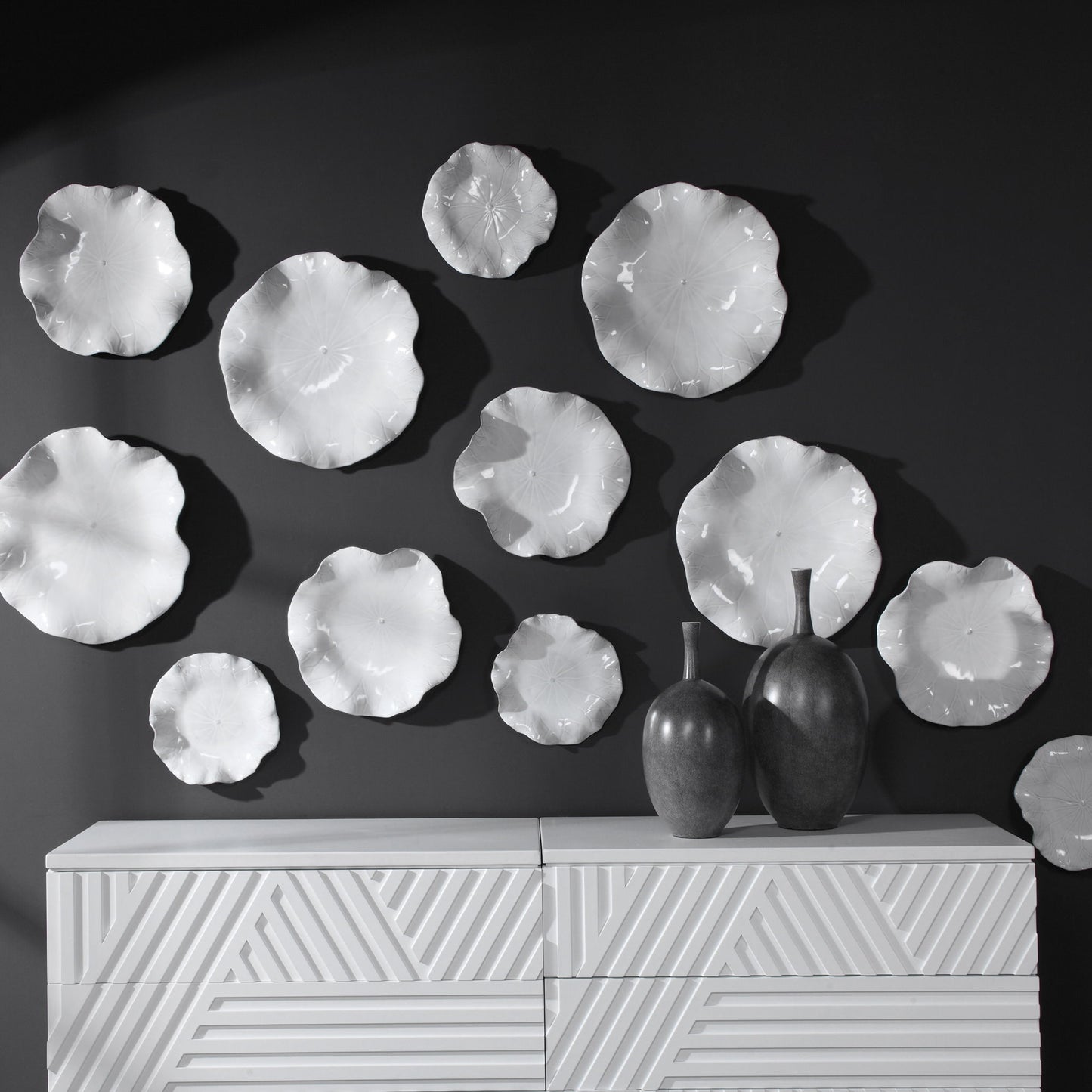 Abella - Ceramic Wall Decor (Set of 3) - White