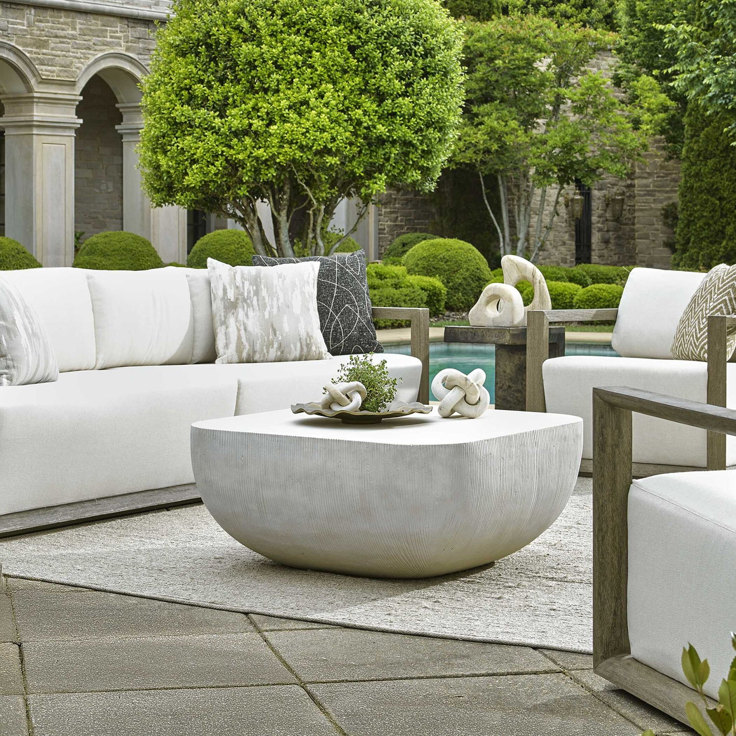 Alma - Concrete Outdoor Coffee Table - White