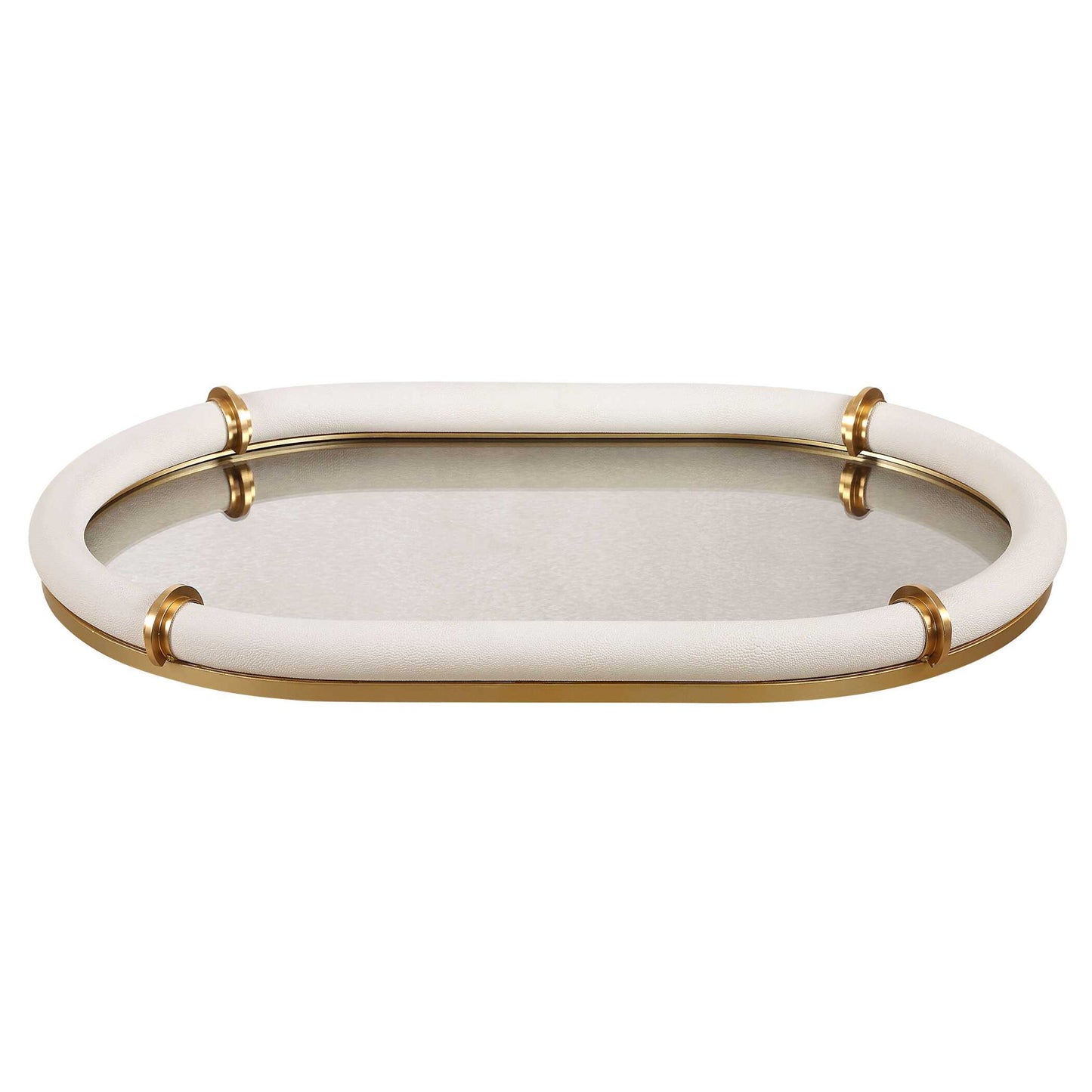 Cyprus - Leather Oval Tray - White