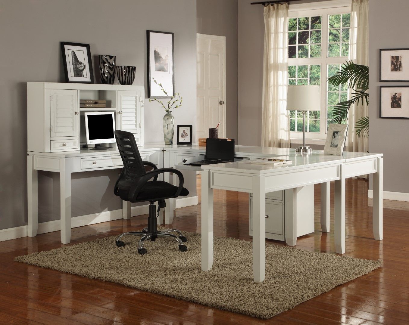 Boca - U Shape Desk With Hutch And File - Cottage White