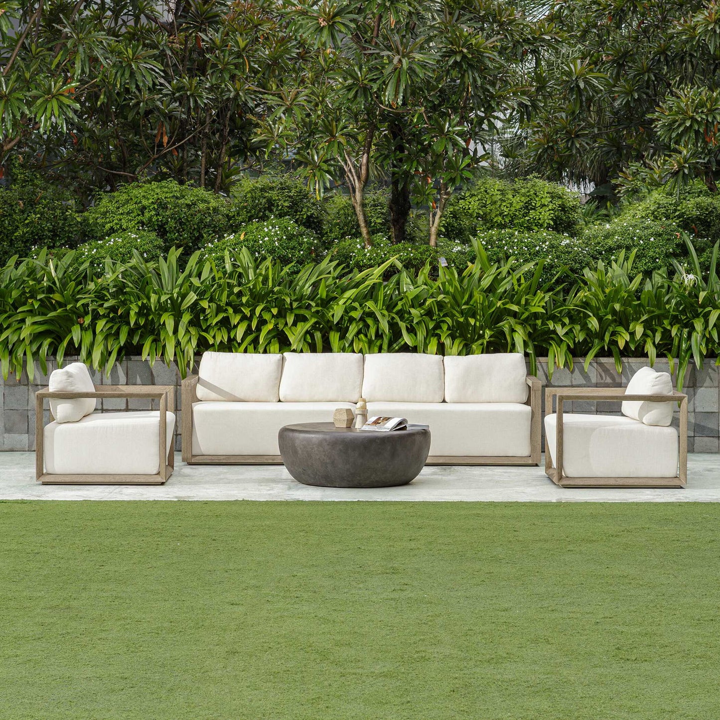Remsen - Outdoor Lounge Chair - Dark Gray / White