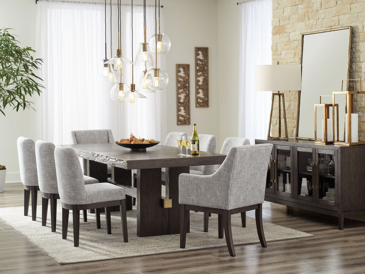 Burkhaus - Beige / Dark Brown - Dining UPH Arm Chair (Set of 2)