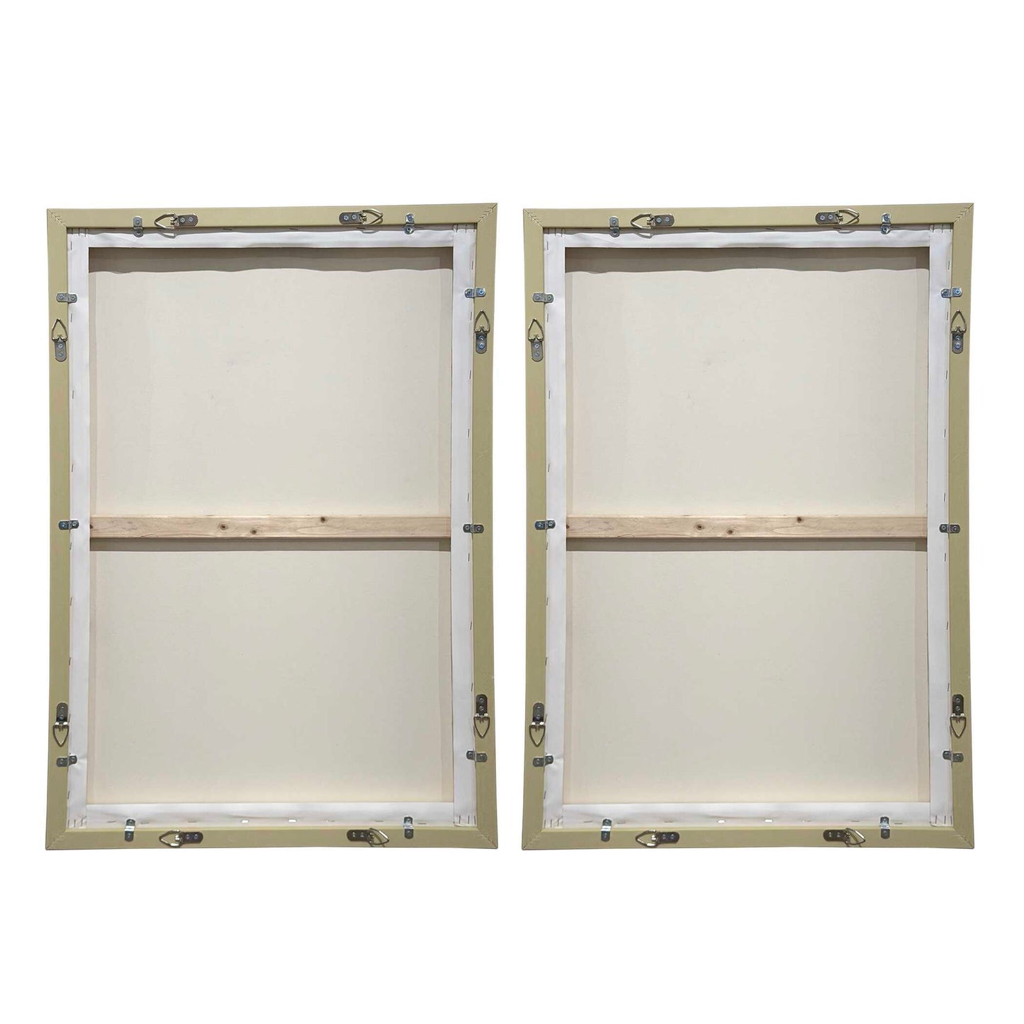 Abstract Afternoon - Framed Canvases (Set of 2) - Blue / Green / Pink / White / Woodtone / Yellow