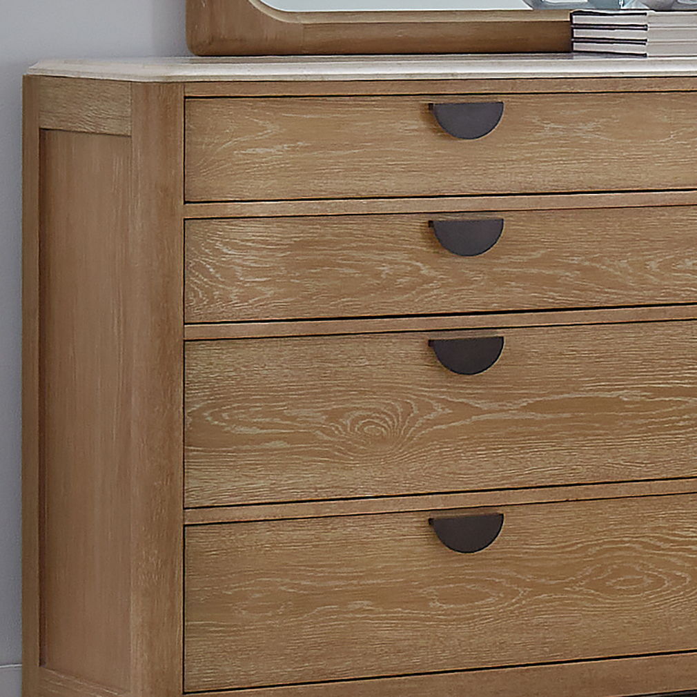 Escape - Bedroom 8 Drawer Dresser And Mirror - Glazed Natural Oak