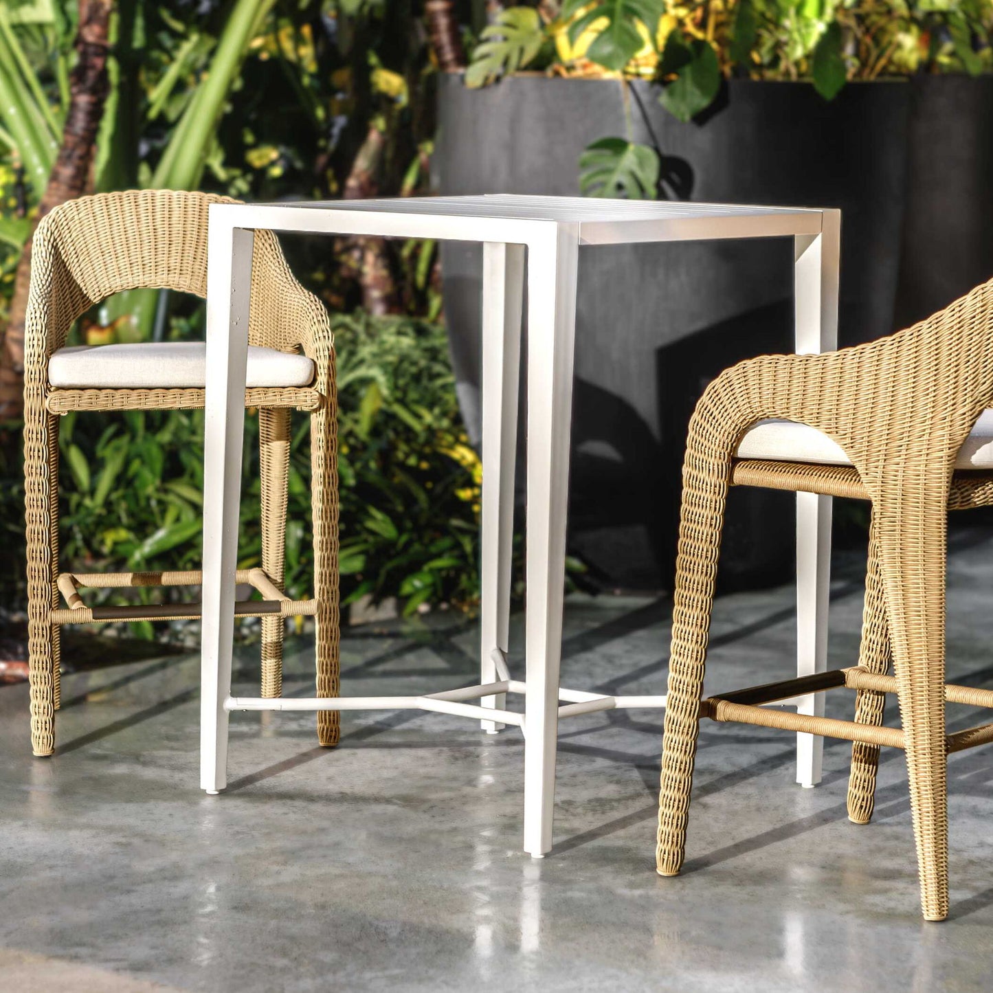 Kavali - Outdoor Wicker Counter Stool - Woodtone