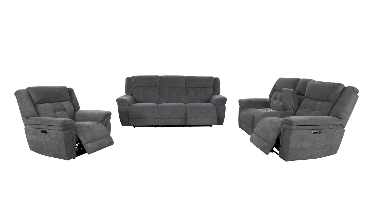 Richland - Power Console Loveseat - Bristol Gray