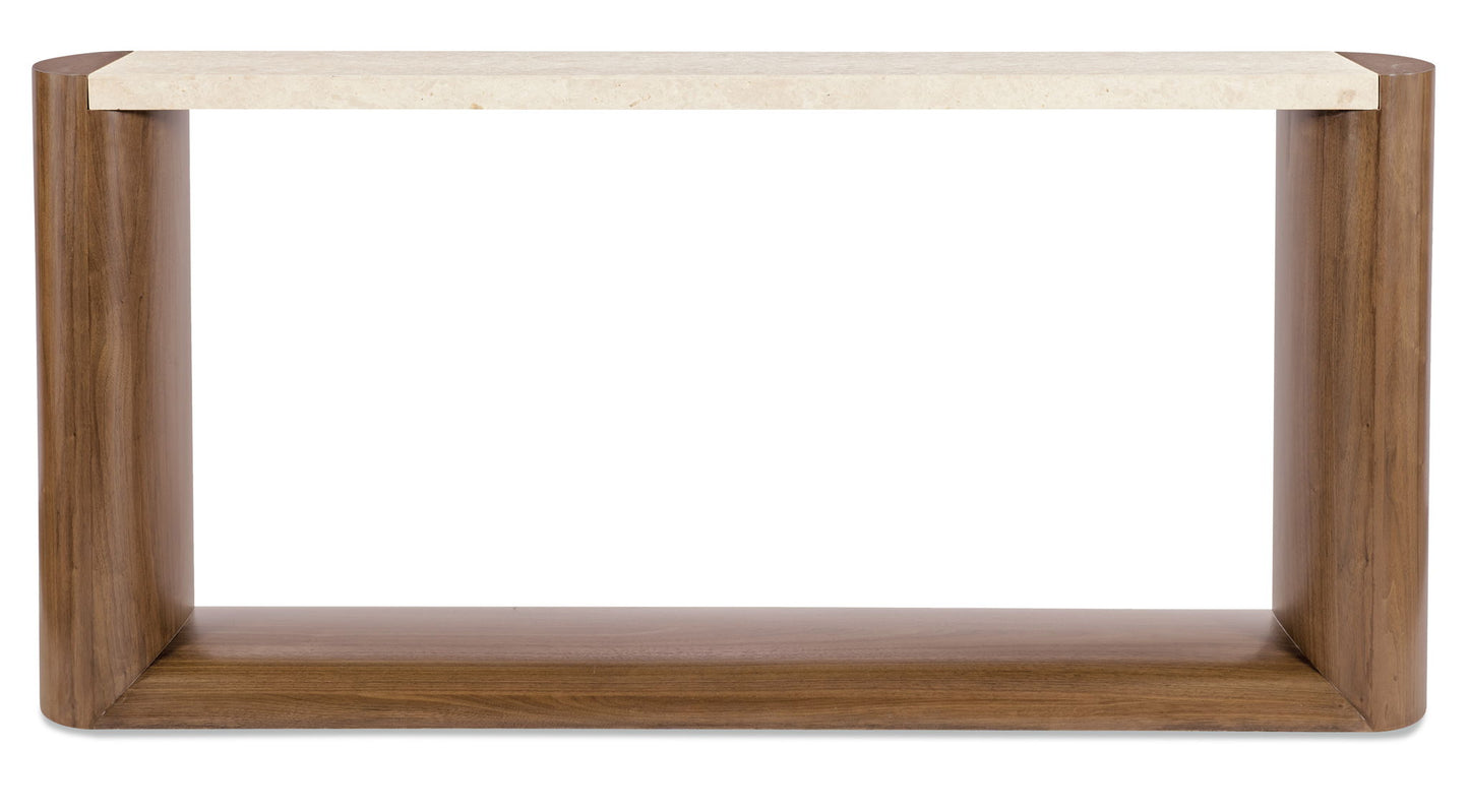 Eleana - Marble Top Console Table - Medium Wood