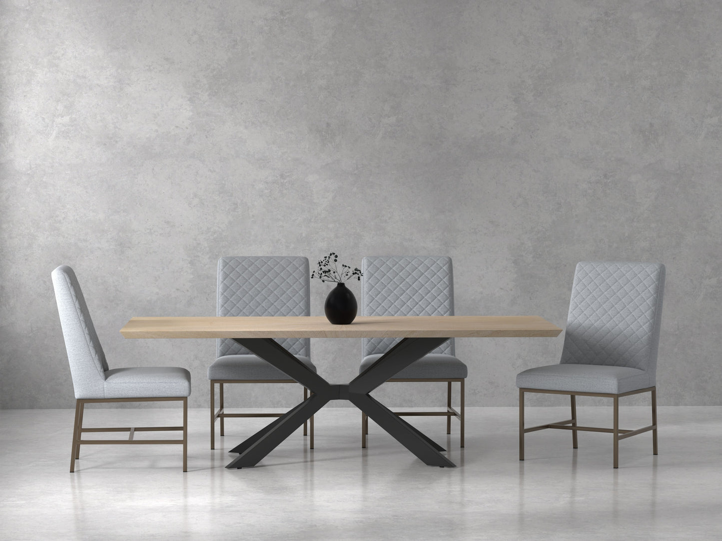Crossings - Rectangular Dining Table With 4 Upholstered Chairs - Natural & Pearl Silver