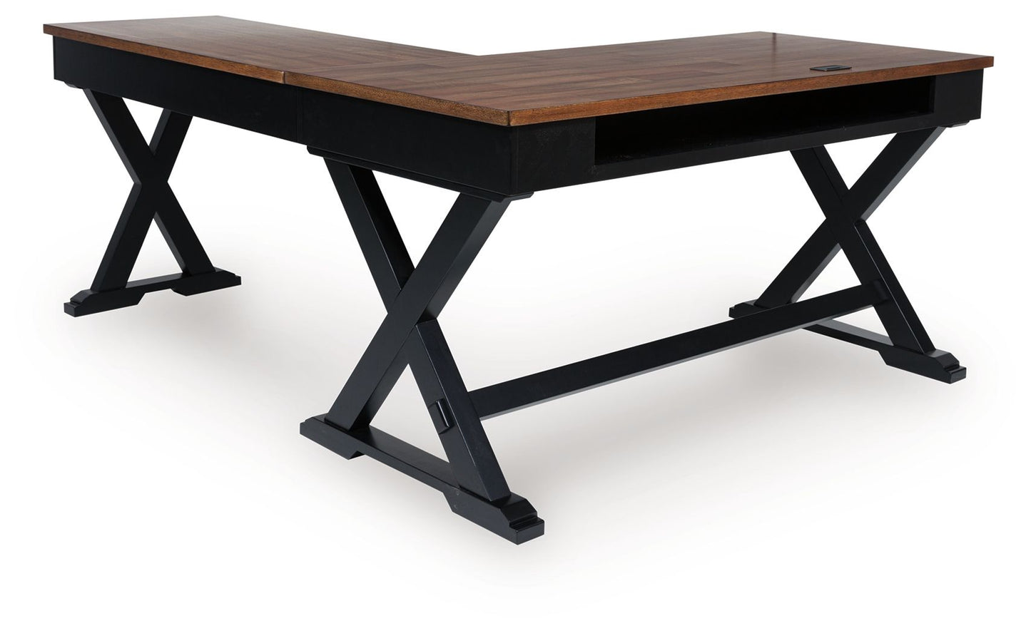 Wildenauer - Brown / Black - 4 Pc. - Home Office Desk And Return, Swivel Desk Chair, Bookcase