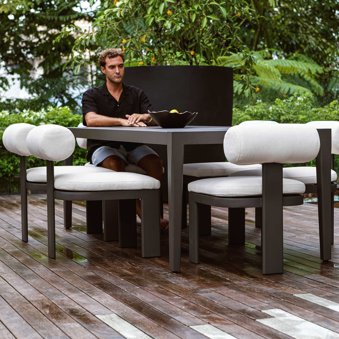 Bolster Back - Outdoor Dining Chair - White
