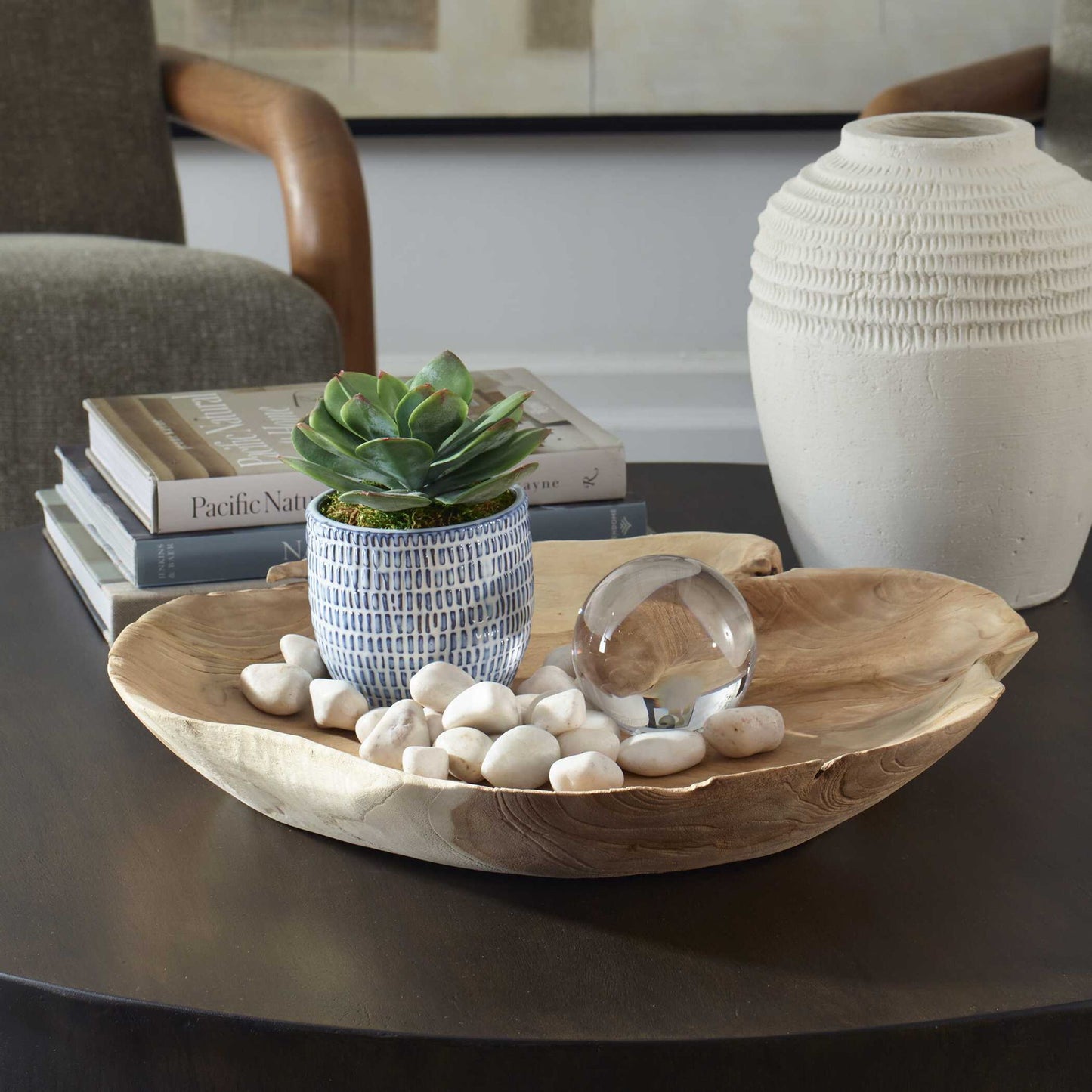 Organic Embrace - Outdoor Teak Bowl - Brown