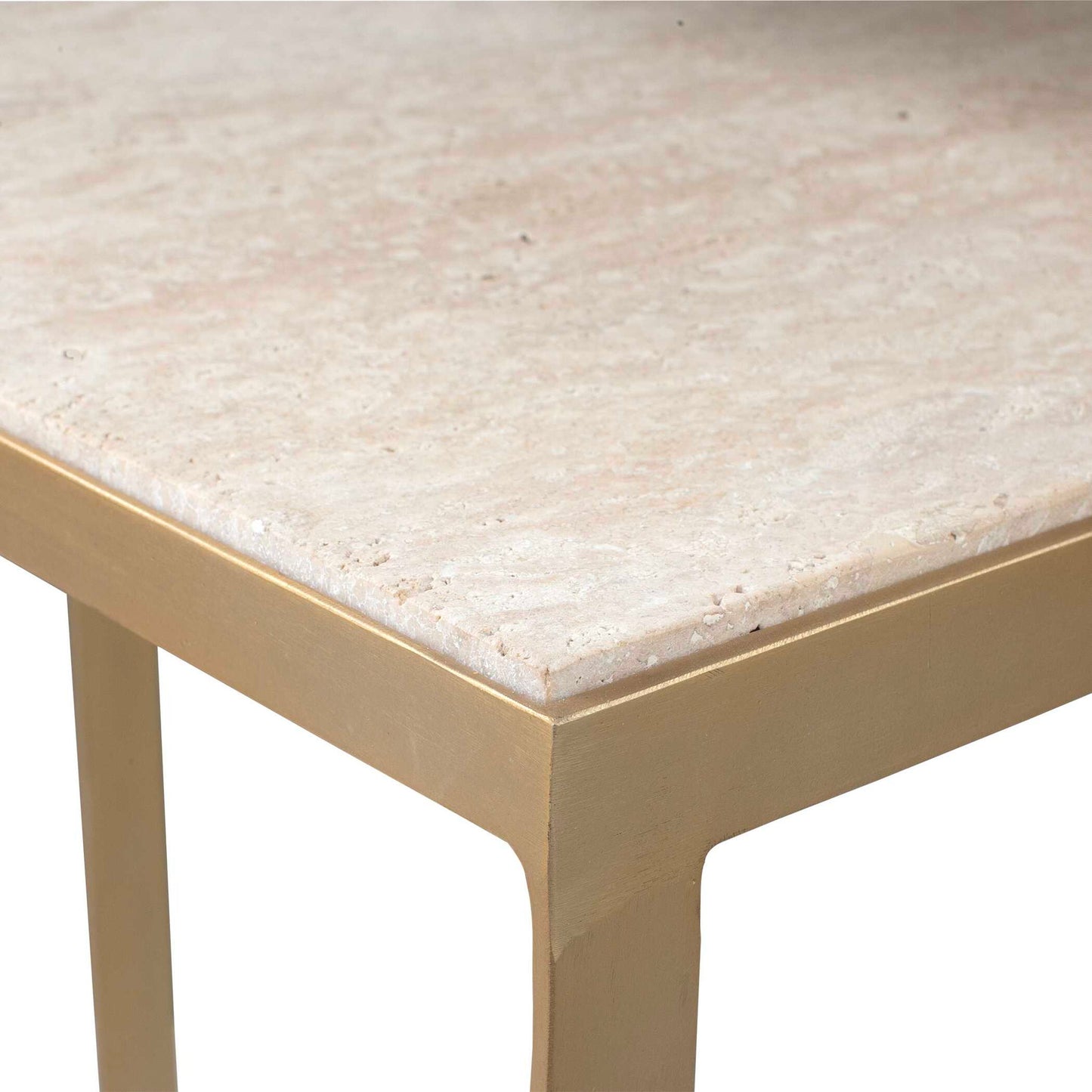Lindon - Travertine Nesting Tables Set - Gold / White