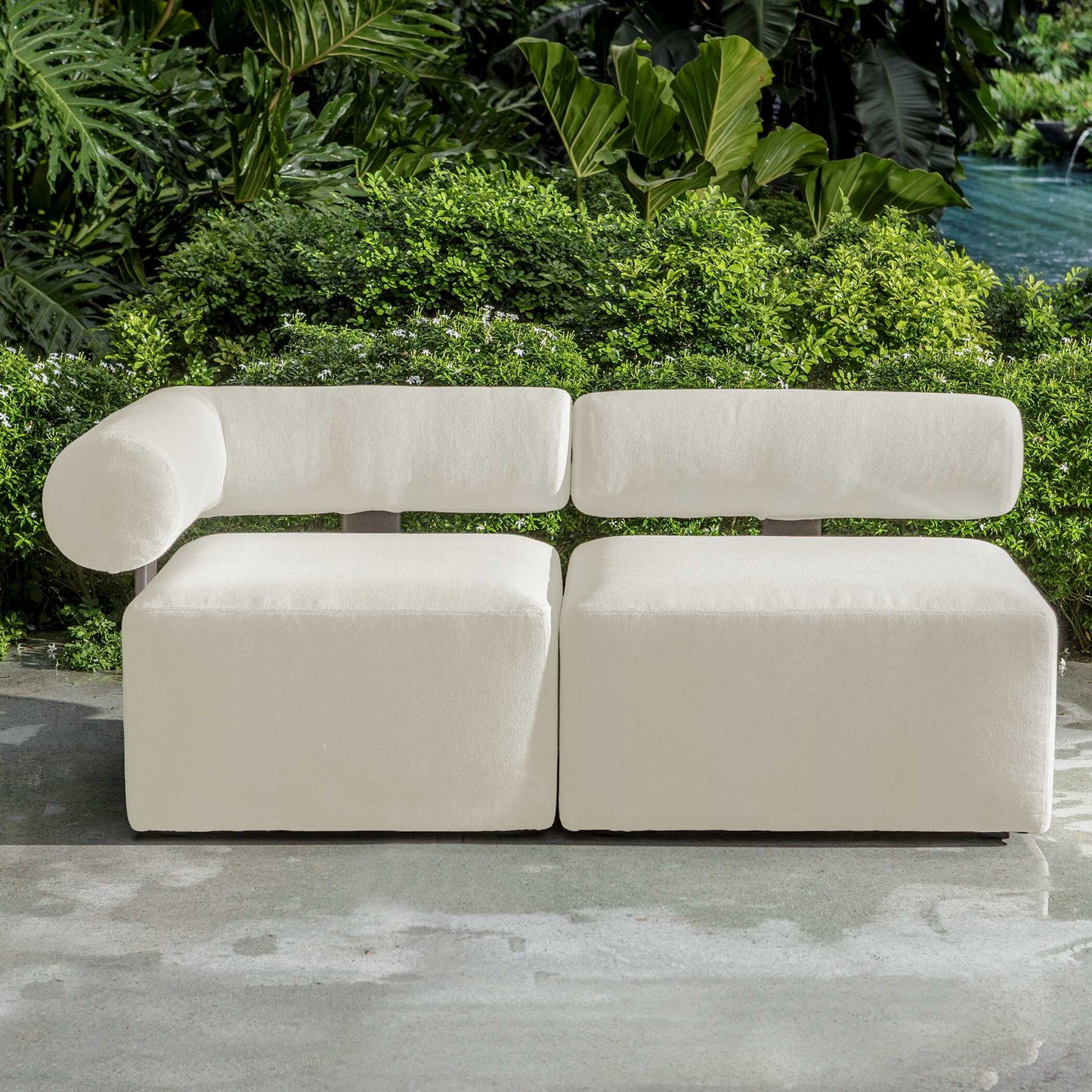 Bolster Back - Armless Outdoor Sofa - White