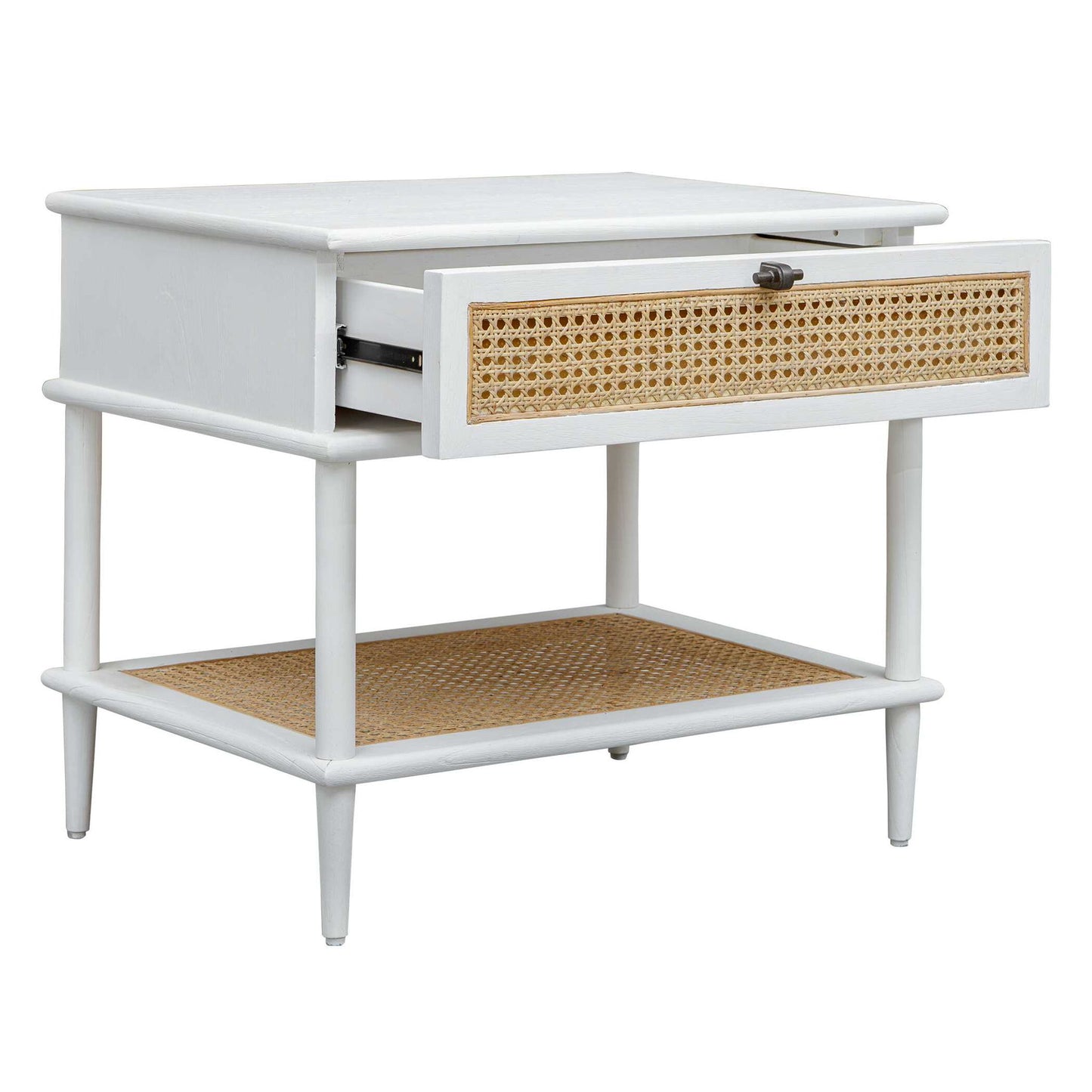 Coast - Rattan Side Table - White / Woodtone